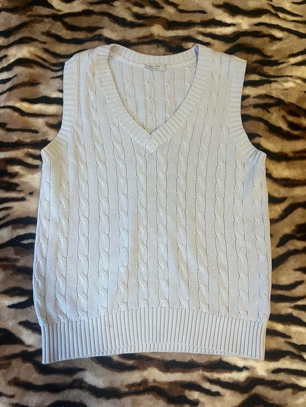 Brandy Melville Cream Cable Knit V-Neck Sweater Vest
